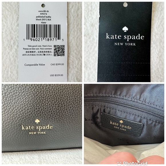 Kate Spade NWT Black Leather Zippy Convertible Crossbody Top Zip Bag K9374 - Picture 16 of 16